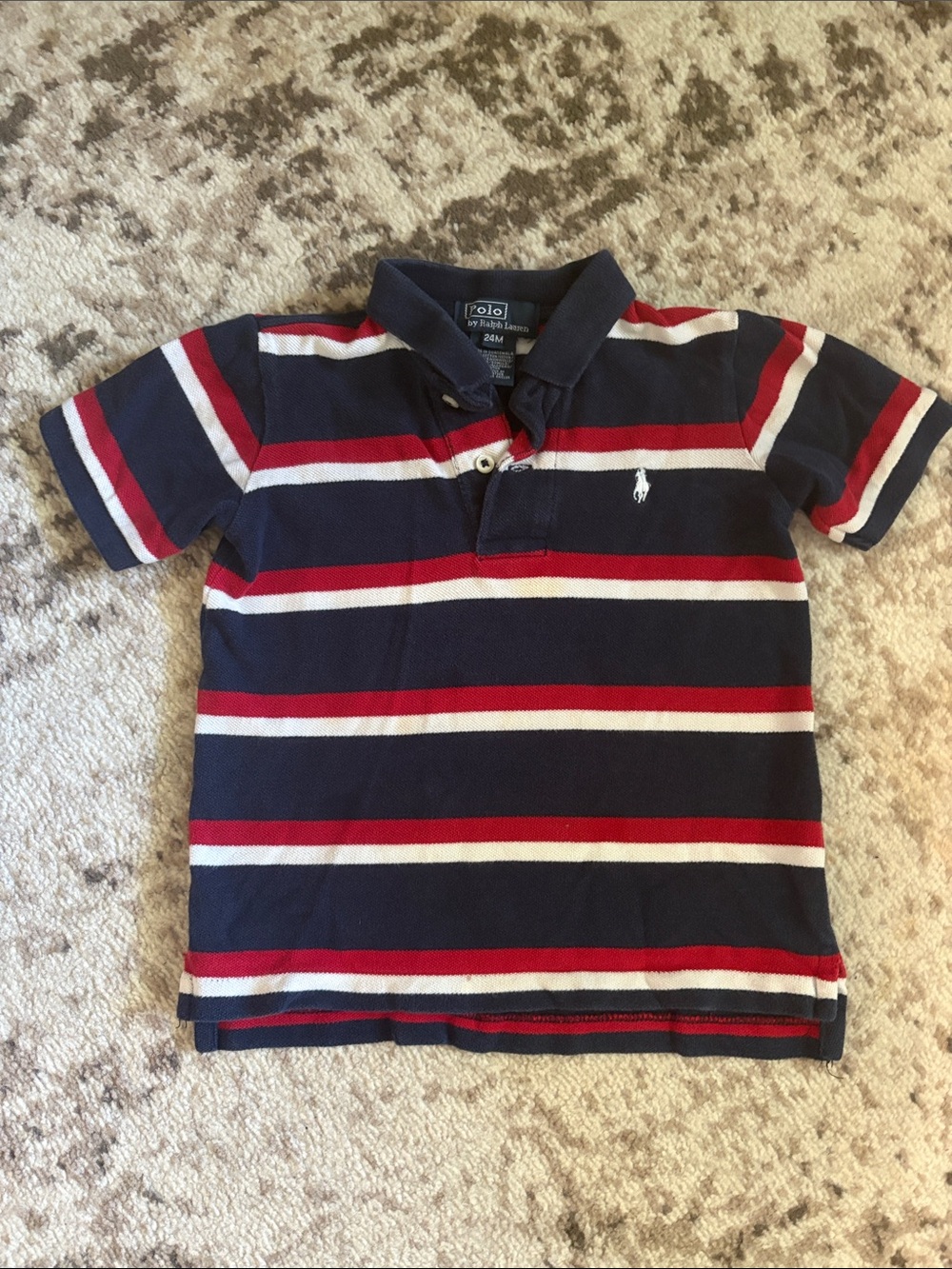 Polo by Ralph Lauren Navy Red White Striped Kids Polo